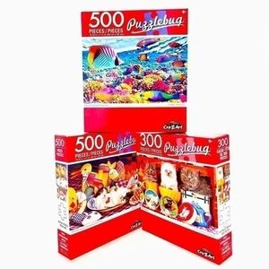 Cra-Z-Art Puzzlebug Set of 3 Kittens Tropical Fish 18.25x11 Kids Age 9+ NIB